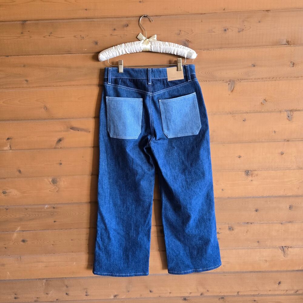 Anthropologie Seventy + Mochi Elodie Jean Patched 27 Boho Mid Rise Crop Wide Leg - Picture 3 of 6